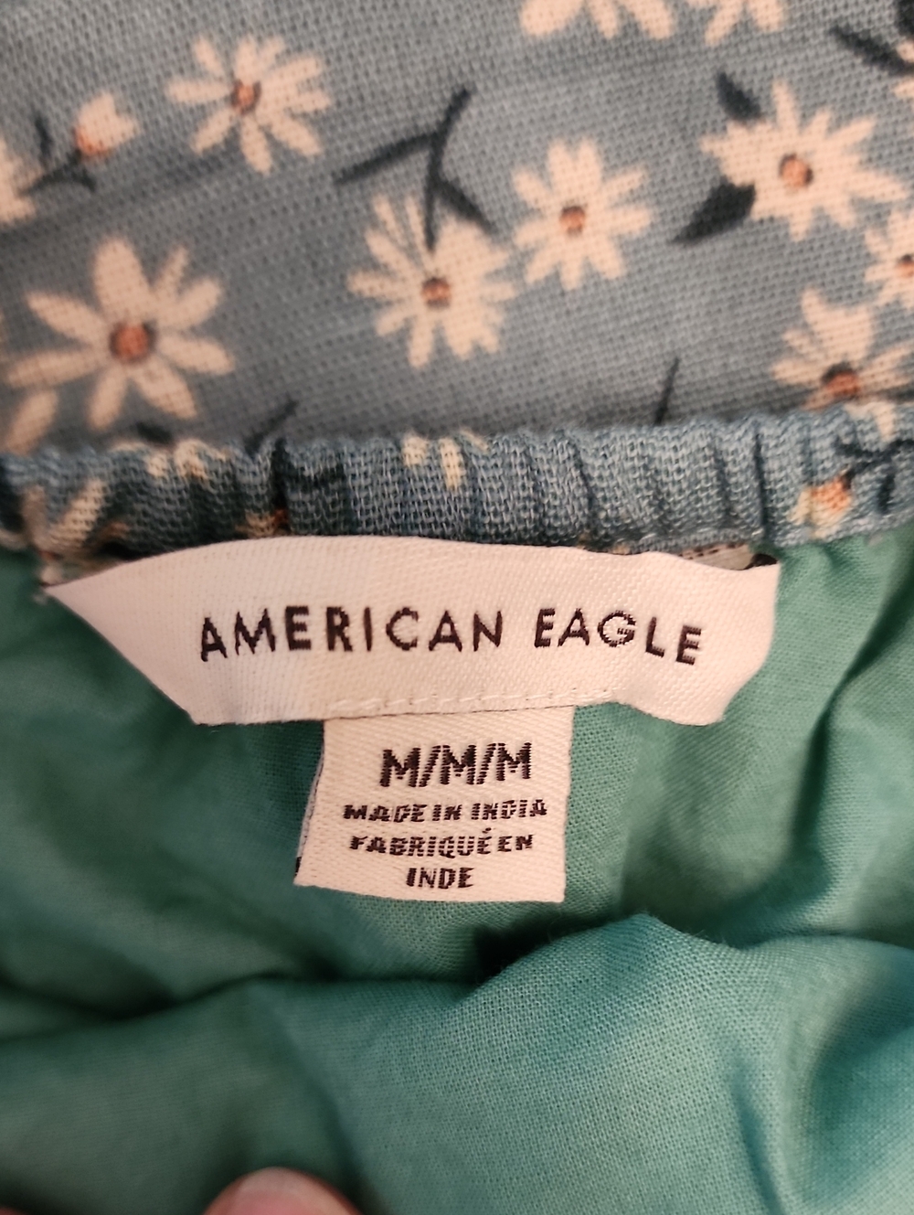 American Eagle Blue Floral Cotton Slip Dress with White Daisies - Picture 7 of 17